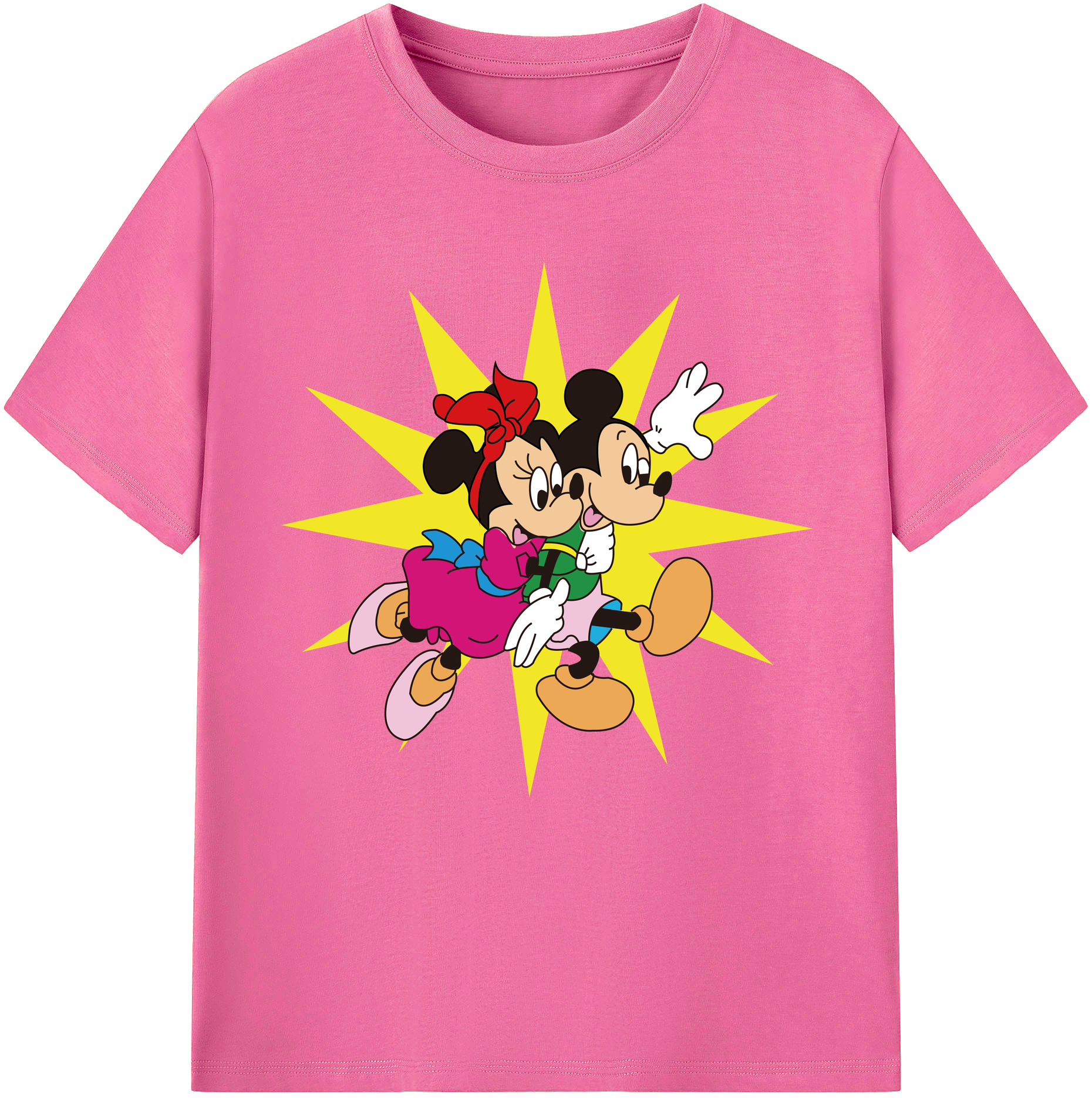 （画像用） ミッキーマウス Mickey Mouse レディースカジュアルプリントTシャツ（綿100％）
